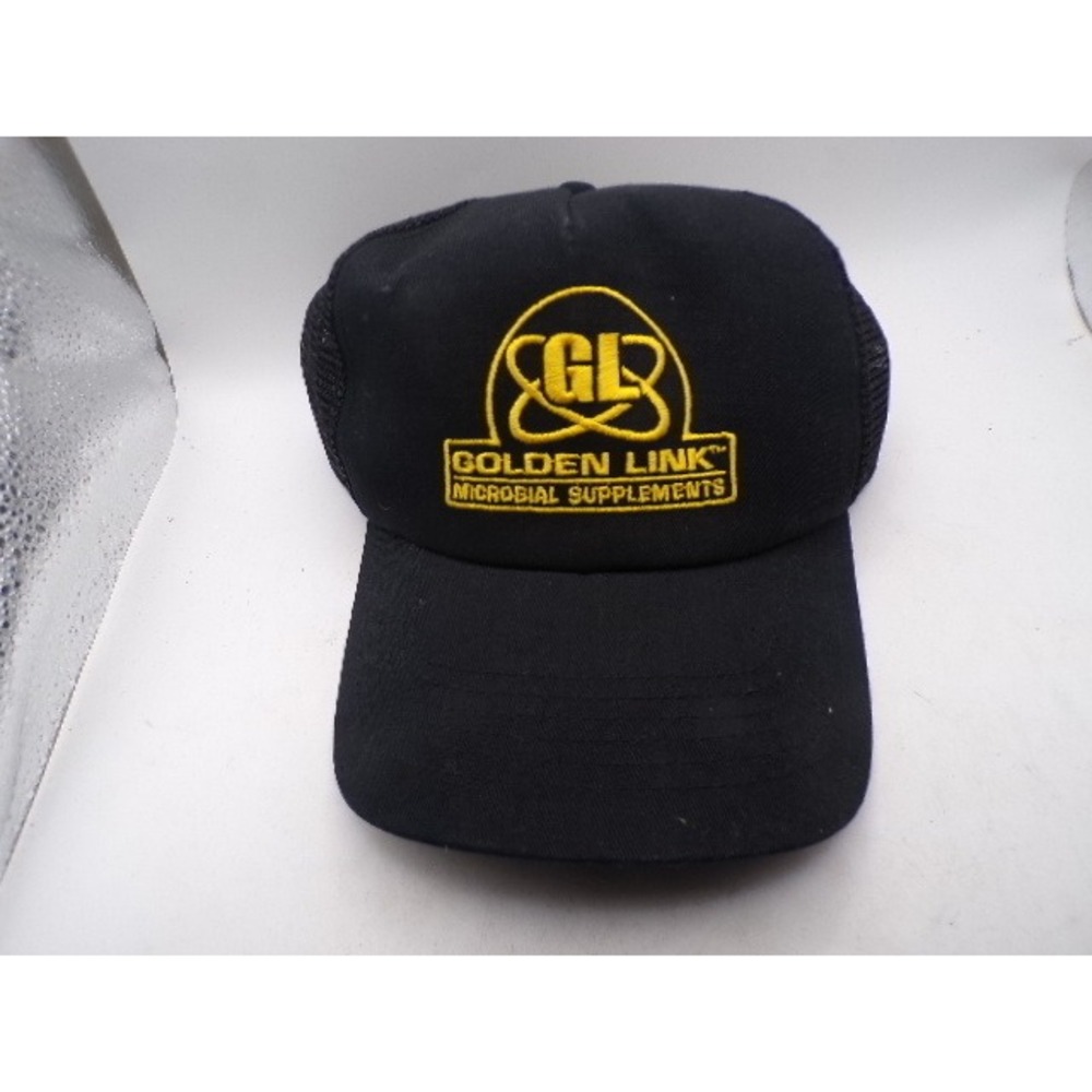 Hit Golden Link Microbial Supplements Trucker Hat Black Yellow Snapback Mesh Cap